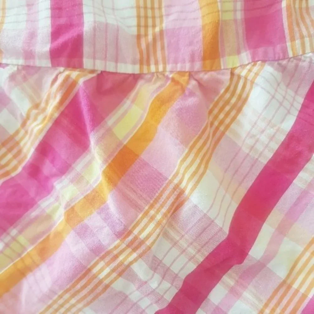 Okie dokie baby girl Plaid Button Stretch Sleevesless Pink Square Size 2T